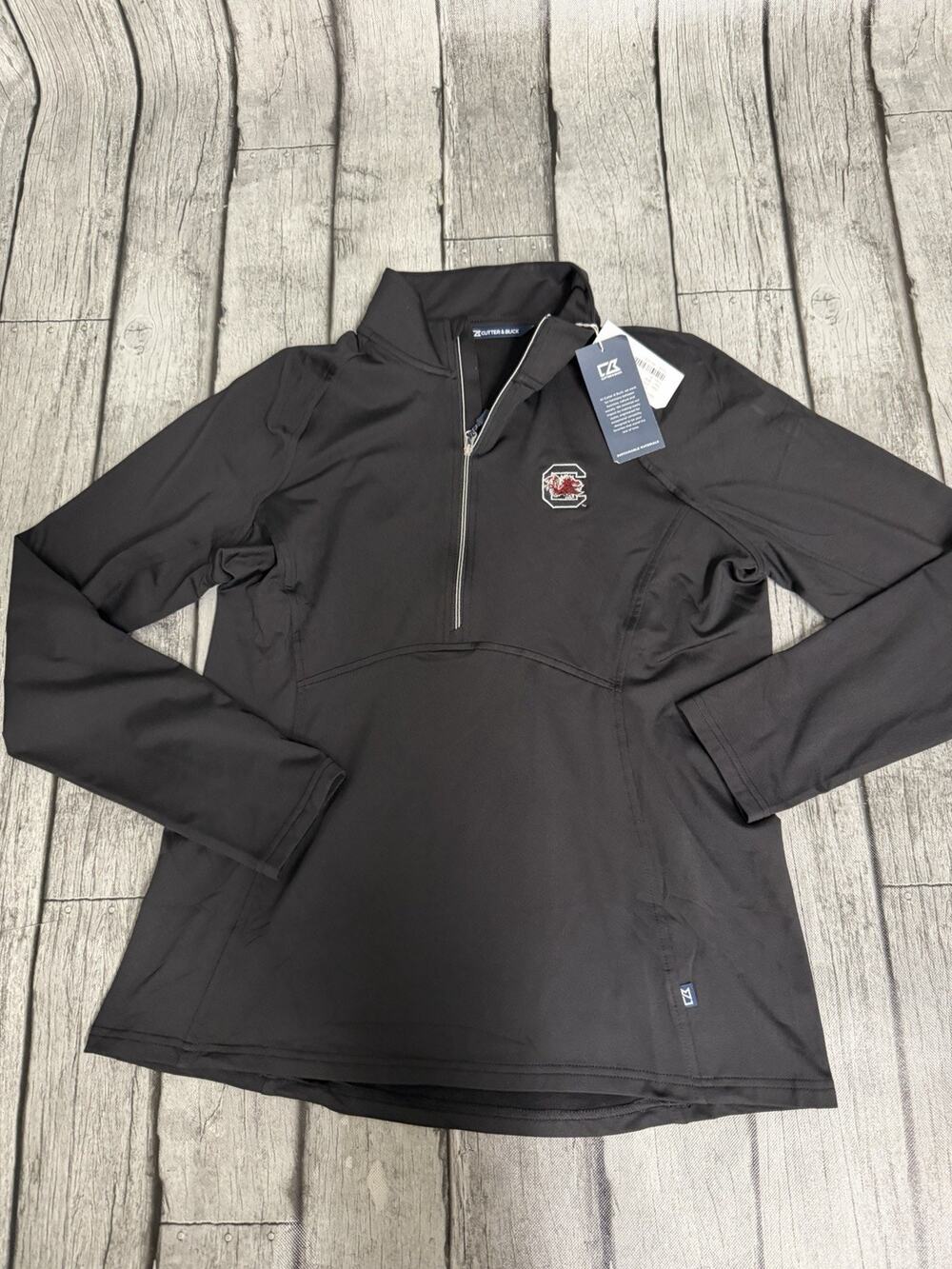 Women's Cutter & Buck South Carolina Gamecocks Adapt 1/4 Zip Pullover MED Black